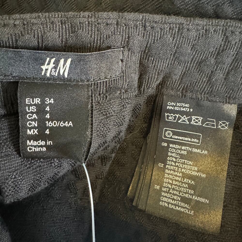H&M | Women's Black Textured Fit and Flare Midi Skirt | Size: 4 - Picture 5 of 5